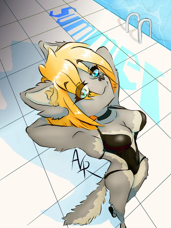 Summer - My, Furry art, Furry wolf, Furry, Art, Original character, Anthro