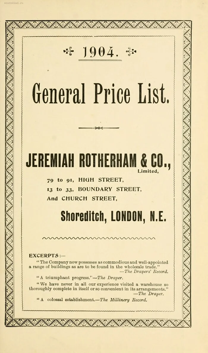 General price list of Jeremiah Rotherman & Co goods from 1904 - Images, Books, Price, Products, England, Catalog, Longpost