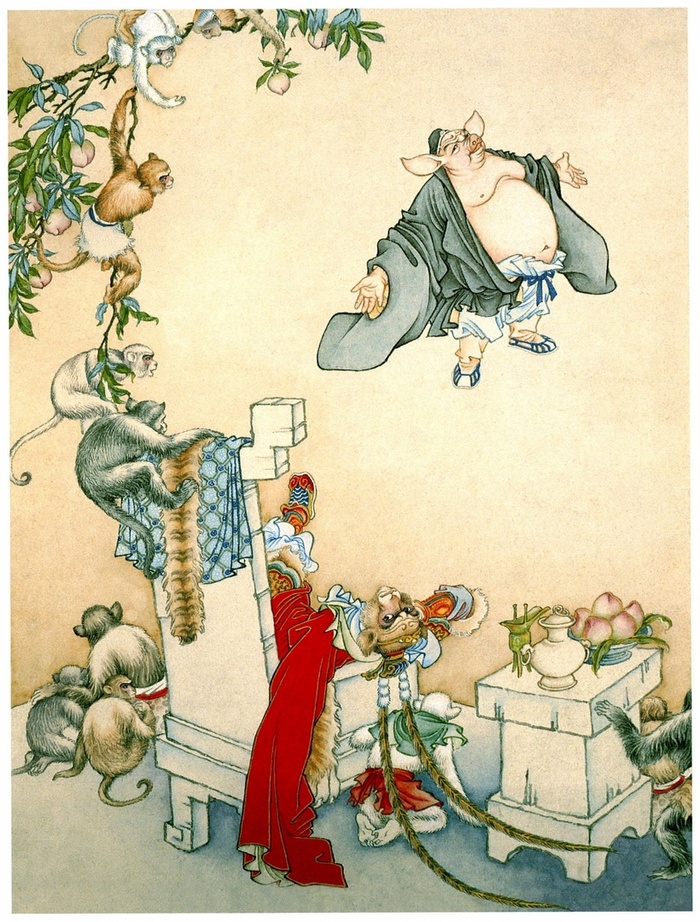 Чжу Бацзе прибыл на гору Хуаго и упрашивает Сунь Укуна вернуться и спасти учителя. Однако, Укун отвечает: «Учитель говорил о сострадании, он наверняка сможет заставить демона перевоспитаться и выпустить его. Я не пойду!»