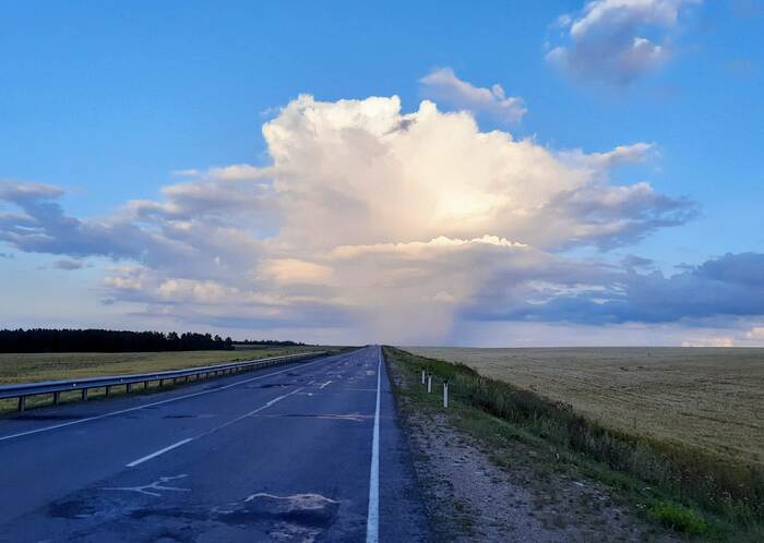 Nuclear mushroom - My, The photo, Road, Clouds, Sky, Pareidolia