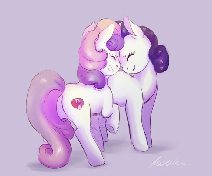 Cat-Ponki Butting - Art, My little pony, Sweetie belle, Rarity, Buttersprinkle