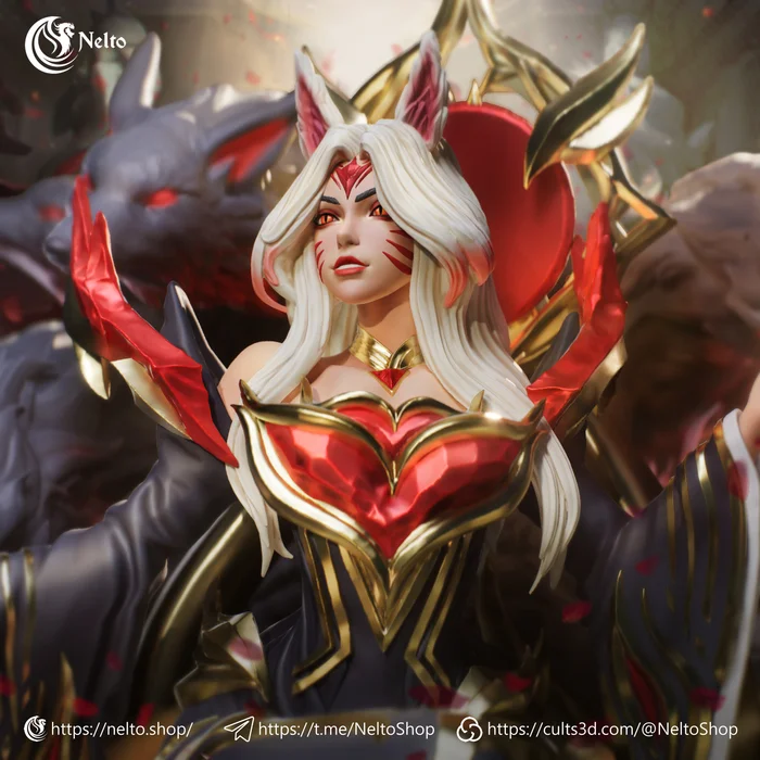 Immortal Legend Ahri from League Of Legends - My, 3D modeling, 3D печать, 3D printer, League of legends, Ahri, Figurines, Blender, Longpost