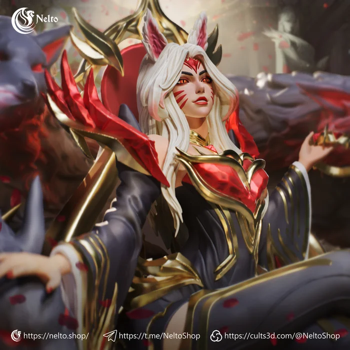 Immortal Legend Ahri from League Of Legends - My, 3D modeling, 3D печать, 3D printer, League of legends, Ahri, Figurines, Blender, Longpost