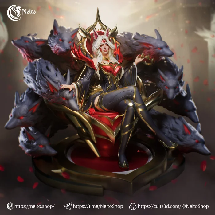 Immortal Legend Ahri from League Of Legends - My, 3D modeling, 3D печать, 3D printer, League of legends, Ahri, Figurines, Blender, Longpost