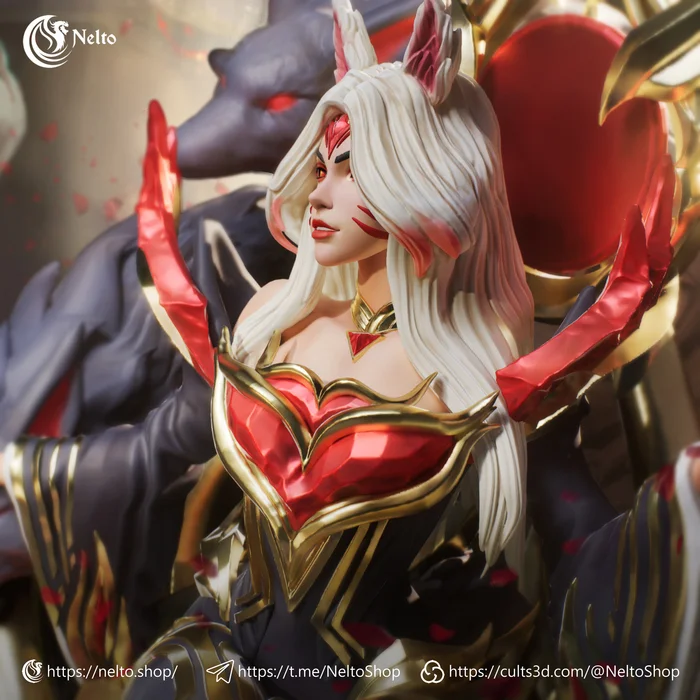 Immortal Legend Ahri from League Of Legends - My, 3D modeling, 3D печать, 3D printer, League of legends, Ahri, Figurines, Blender, Longpost