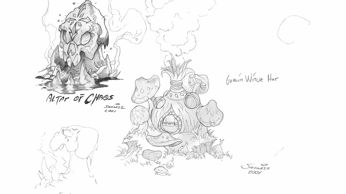 Алтарь хаоса, в котором был череп гулдана и хата ведьмы.