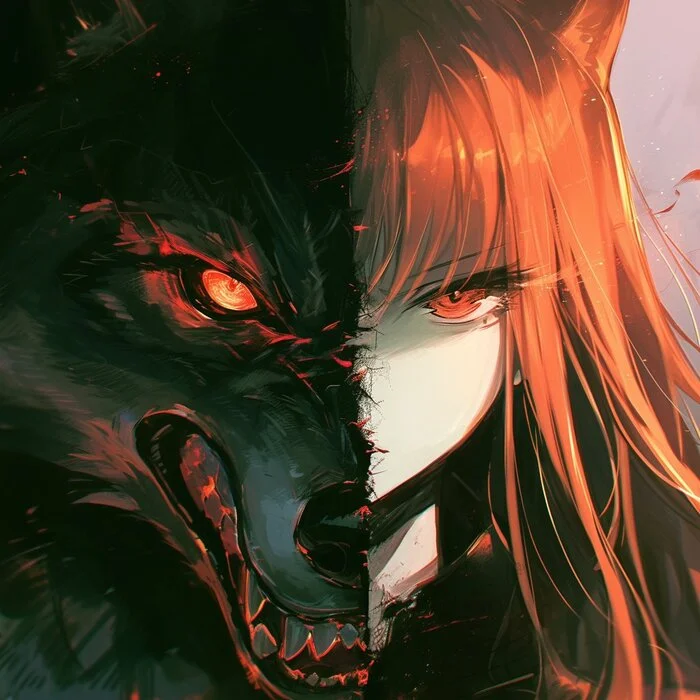 Holo - Аниме, Anime Art, Holo, Spice and wolf, Волк, Клыки