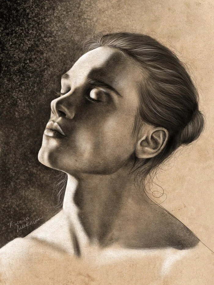 My drawing. Male half profile - My, Friday tag is mine, Portrait, Drawing, Digital drawing, Men, Models, Art, Traditional art, Portrait by photo, Painting