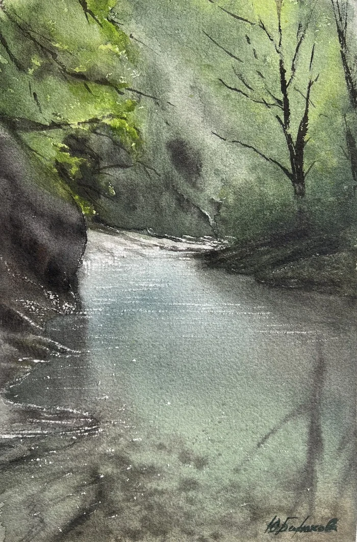 It worked! - My, Watercolor, Traditional art, Landscape, Painting, Water, Success, I share my joy, Longpost