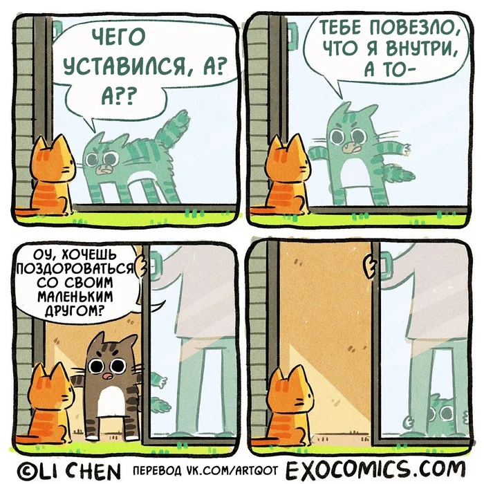 Грозный - Моё, Комиксы, Перевел сам, Кот, Угроза, Страх, Exocomics