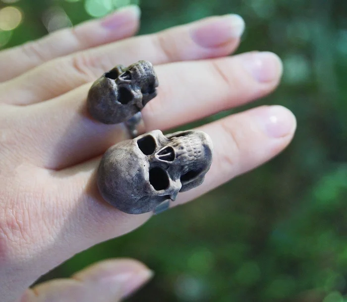 Rings with skulls - My, Polymer clay, Needlework without process, Friday tag is mine, Scull, Kripota, Rock, Ring, Longpost