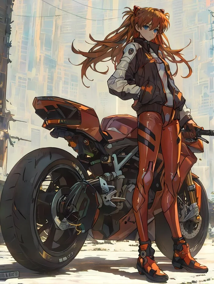 Asuka - Аниме, Anime Art, Asuka Langley, Evangelion, Мото, Арты нейросетей, Арт