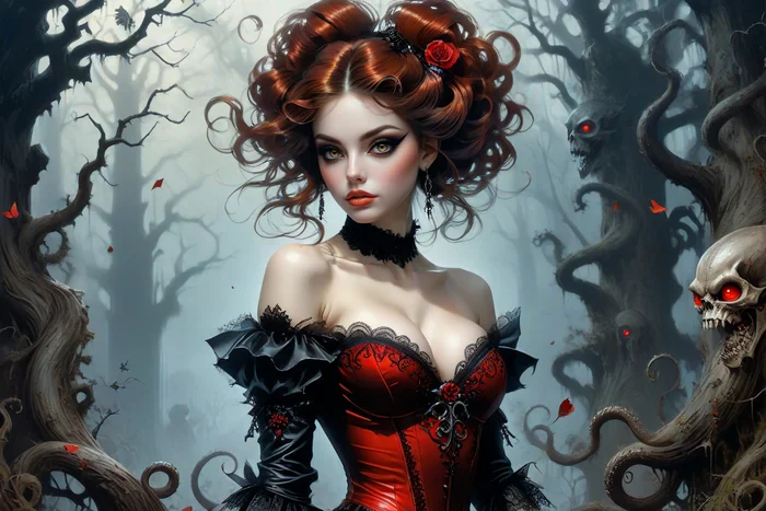 Neural network Stable Diffusion - My, Stable diffusion, Art, Neural network art, Girls, Fantasy, Vampires, Forest, Dark fantasy, Longpost