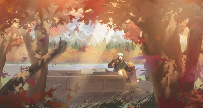 Autumn trip - Anime, Anime art, Spice and wolf, Holo, Kraft lawrence, Art, Illustrations, Autumn