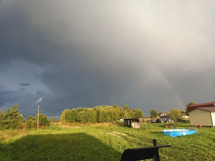 After the rain - My, Village, Volosovo, Mobile photography, Rainbow, After the rain