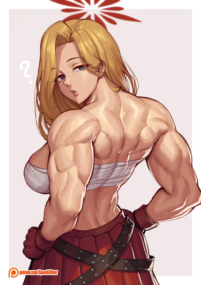 Akemi - Speedl00ver, Арт, Аниме, Anime Art, Muscleart, Blue archive, Крепкая девушка