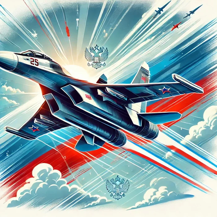 Happy Russian Air Force Day! - My, Neural network art, Telegram (link), Postcard, Air force, Army, Aviation, Military aviation, Video, Soundless, Longpost