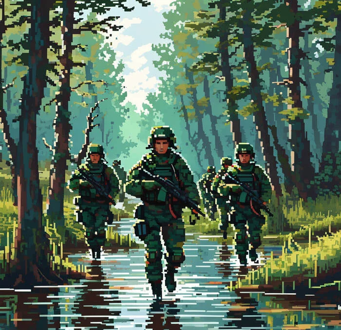 Pixel art of war - My, Pixel Art, Art, Neural network art, Нейронные сети, Special Forces, Army, Russia, Phone wallpaper, Desktop wallpaper, Game art, Dall-e