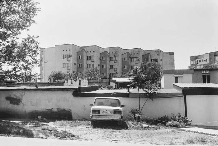 At the garage - My, The photo, Black and white photo, Photographer, Film, The film did not die, Black and White Film, Car, Garage, Vaz-2107