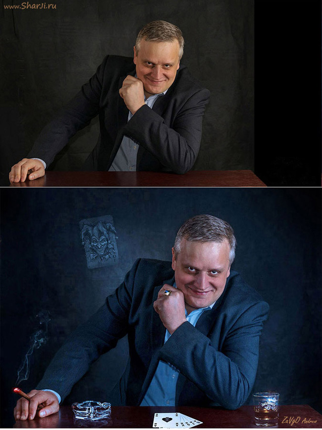 Ретушь портрета до и после