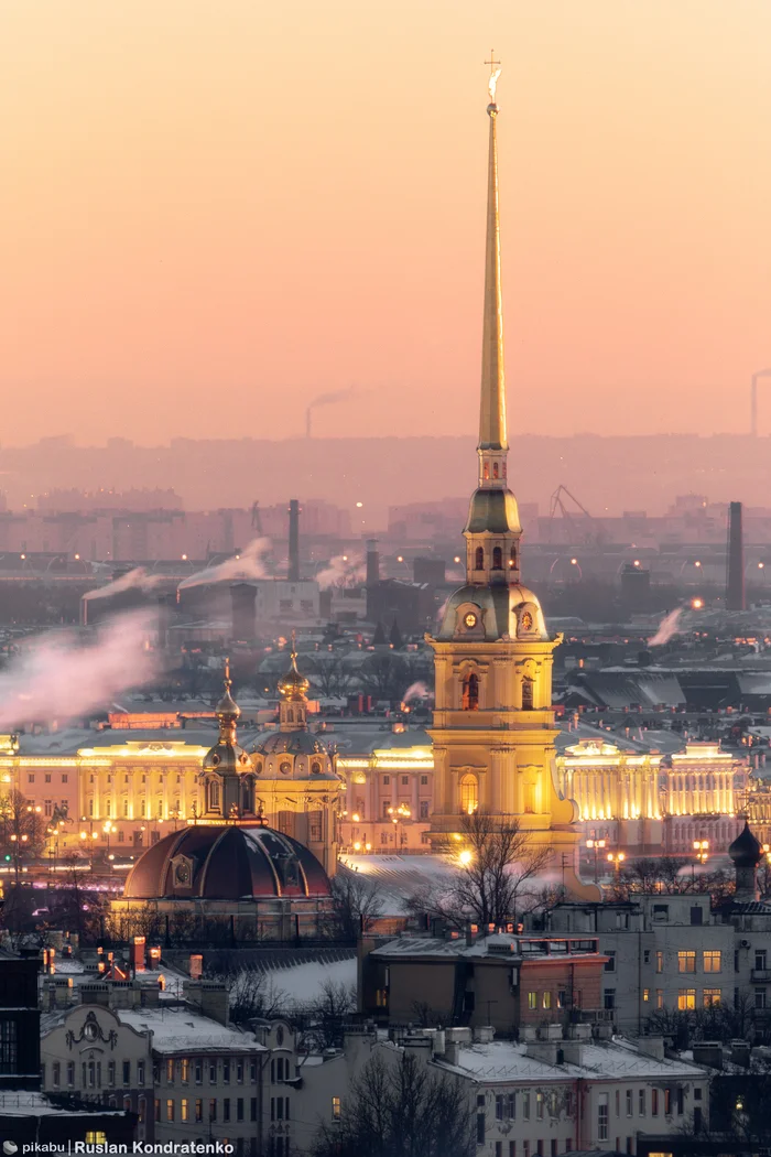 Петропавловский собор - Моё, Санкт-Петербург, Фотография, Canon, Город, Коллаж, Закат, Вечер, Петропавловский собор