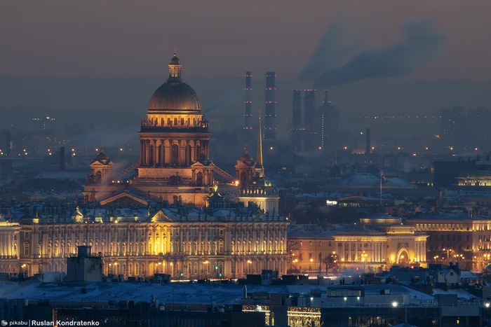 Исаакиевский собор - Моё, Санкт-Петербург, Фотография, Canon, Город, Коллаж, Закат, Вечер, Исаакиевский собор