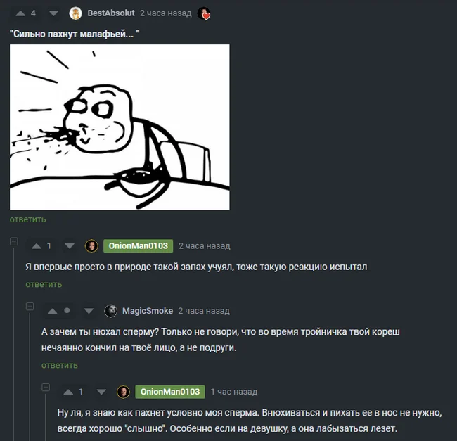 Samozashkvar not according to panic - Screenshot, Comments, Comments on Peekaboo, By concepts, AUE, Cool guys, Specifically, Samozames, Potirany, Mushrooms, Scent, Smell, Sperm, Puncture, Dialog, Picture with text, Correspondence, Fail, Suddenly, Kamshot