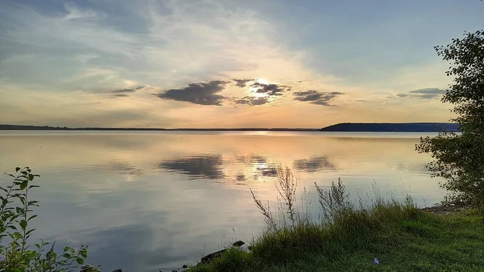 Набережная поселка - Моё, Ильинский, Закат, Пермский край, Обва, Фотография