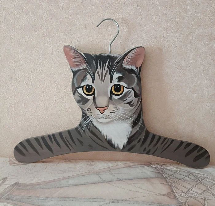 Handmade coat hanger Cat - My, cat, Pet the cat, Handmade, Cat lovers, Artist, Longpost, Needlework without process