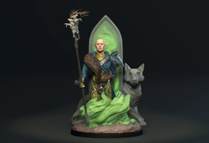 3D Solas: Secret Guardian of the Ancient World of Dragon Age by artist AlpakaCG - My, Collecting, Handmade, Dragon age, Dragon age inquisition, Figurines, Collectible figurines, Computer games, Longpost, Needlework without process, Painting, Statuette, Magician, 3D printer, 3D печать, GIF