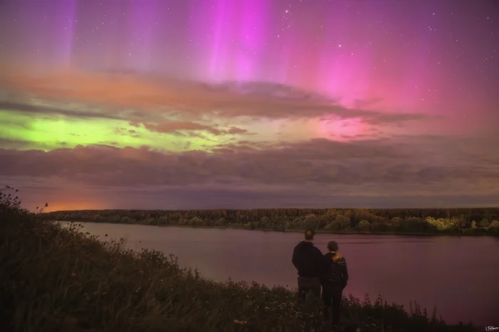 Полярное сияние в Тверской области в ночь на 13.08.2024 г - Моё, Фотография, Природа, Небо, Ночь, Астрофото, Полярное сияние, Ночная съемка, Звездное небо, Красивый вид, Лето, Облака