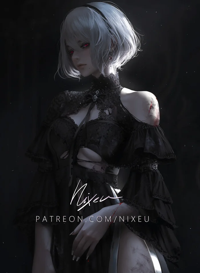 Yorha 2B - Игры, Арт, NIER Automata, Yorha unit No 2 type B, Nixeu, Девушки