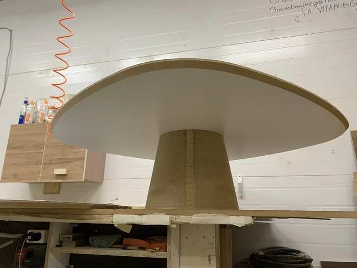 Conical base for a coffee table made of flexible MDF - My, Needlework with process, Carpenter, Workshop, CNC, Manufacturing, Longpost