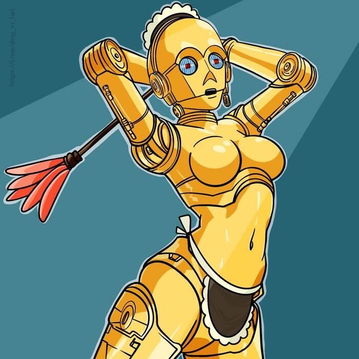 I bought a robot vacuum cleaner, miscalculated, but where? - My, Illustrations, Drawing, Art, Girls, Droids, Star Wars, c-3po, Humor