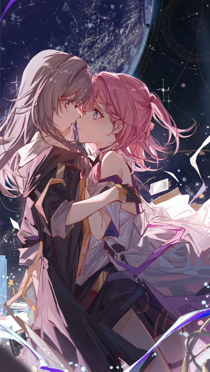 Stelle & Asta Anime Art, , Stelle (Honkai: Star Rail), Asta (Honkai: Star Rail), Honkai: Star Rail, Yajuu, Yuri