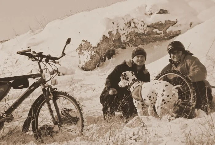 Velozima - My, Winter, Bike trip, Dog, Dalmatian, Crimea, Mountain tourism