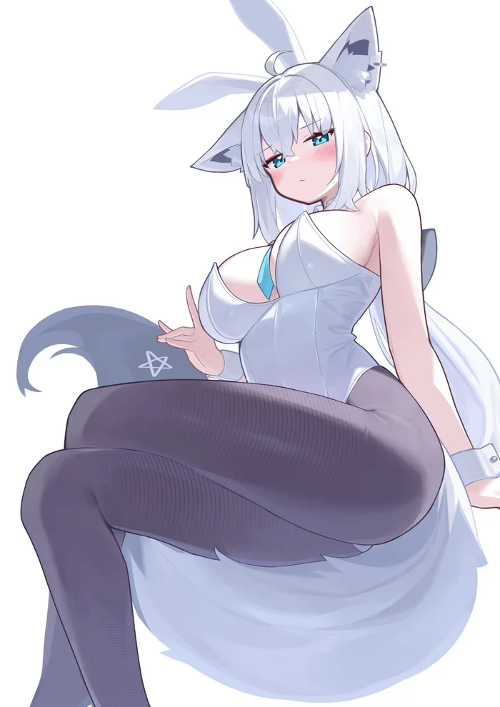 Continuation of the post “Bunny Girl” - Anime art, Anime, Virtual youtuber, Hololive, Shirakami fubuki, Animal ears, Tail, Bunnysuit, Deaver, Reply to post