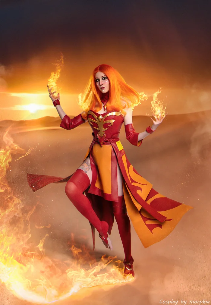 Косплей Lina | Dota 2 - Моё, Фотомодель, Фотосессия, Косплей, Косплееры, Lina, Dota 2, Фотография, Профессиональная съемка, Девушка с тату, Игровой, Длиннопост