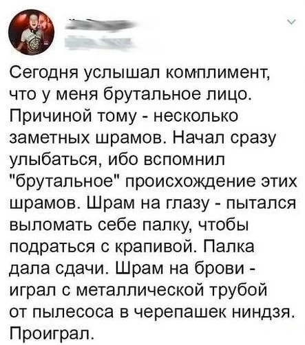 Брутал - Скриншот, Twitter, Юмор, Шрам, Повтор