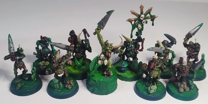 Чумоносцы (Plaguebearers) - Моё, Миниатюра, Покраска, Покраска миниатюр, Wh miniatures, Warhammer 40k, Warhammer, Длиннопост