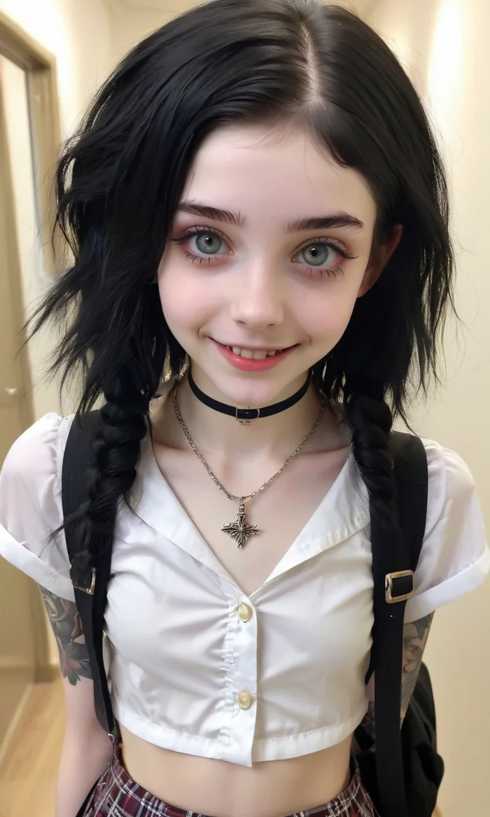 Cute goth girl - Neural network art, Girls