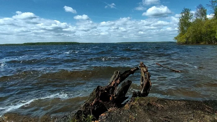 On the shore - My, Lake, Moscow region, Sky, The nature of Russia, Wind, Water