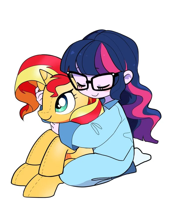 Twilight Chalk and her Bun - My little pony, Art, Equestria girls, Sci-Twi, Sunset shimmer