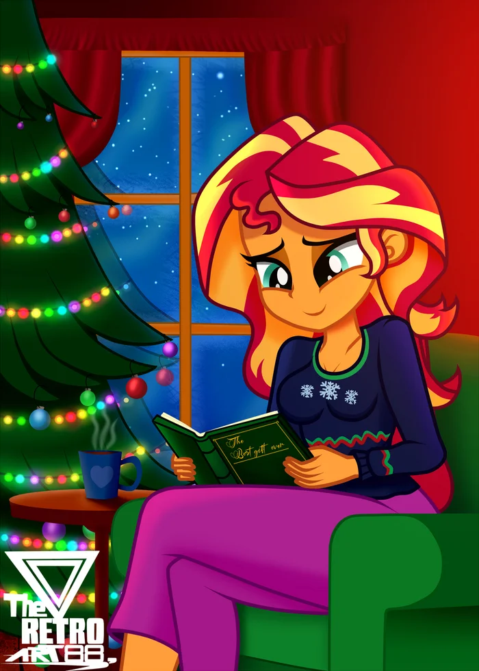 Christmas Sunset - My little pony, Equestria girls, Theretroart88, Sunset shimmer, Art