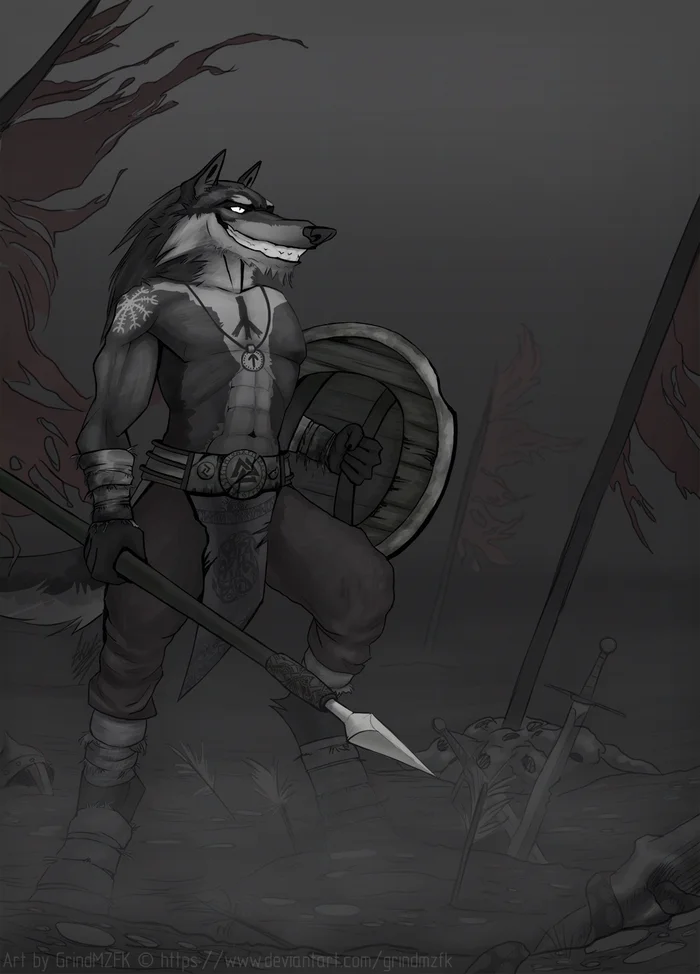 Fenrir - My, Art, Drawing, Furry art, Furry, Anthro, Furry wolf