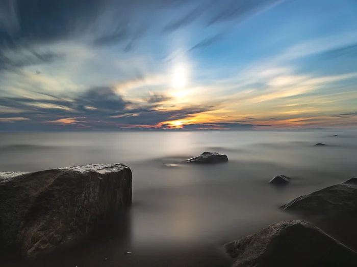 Sunset on Baikal - My, Baikal, Buryatia, Lake, Sunset, Clouds, Landscape, Nature, The nature of Russia, Mobile photography, The photo, Long exposure, Lightroom mobile