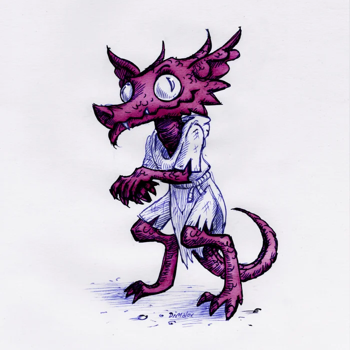 Scaly trifle - My, Dungeons & dragons, Kobold, Bestiary, Art, The Dragon