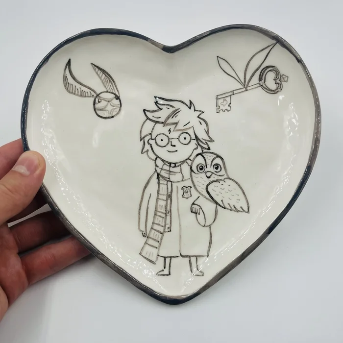 My - My, Ceramics, Handmade, Harry Potter, Drawing, Plate, Longpost, Needlework without process