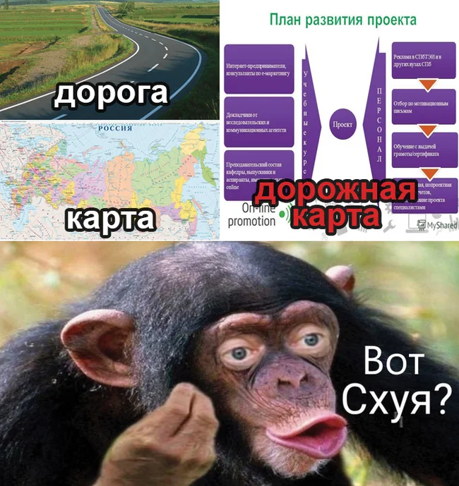 Дорожная карта - Волна постов, Непонятно, Мемы, Шимпанзе, Юмор, Почему?