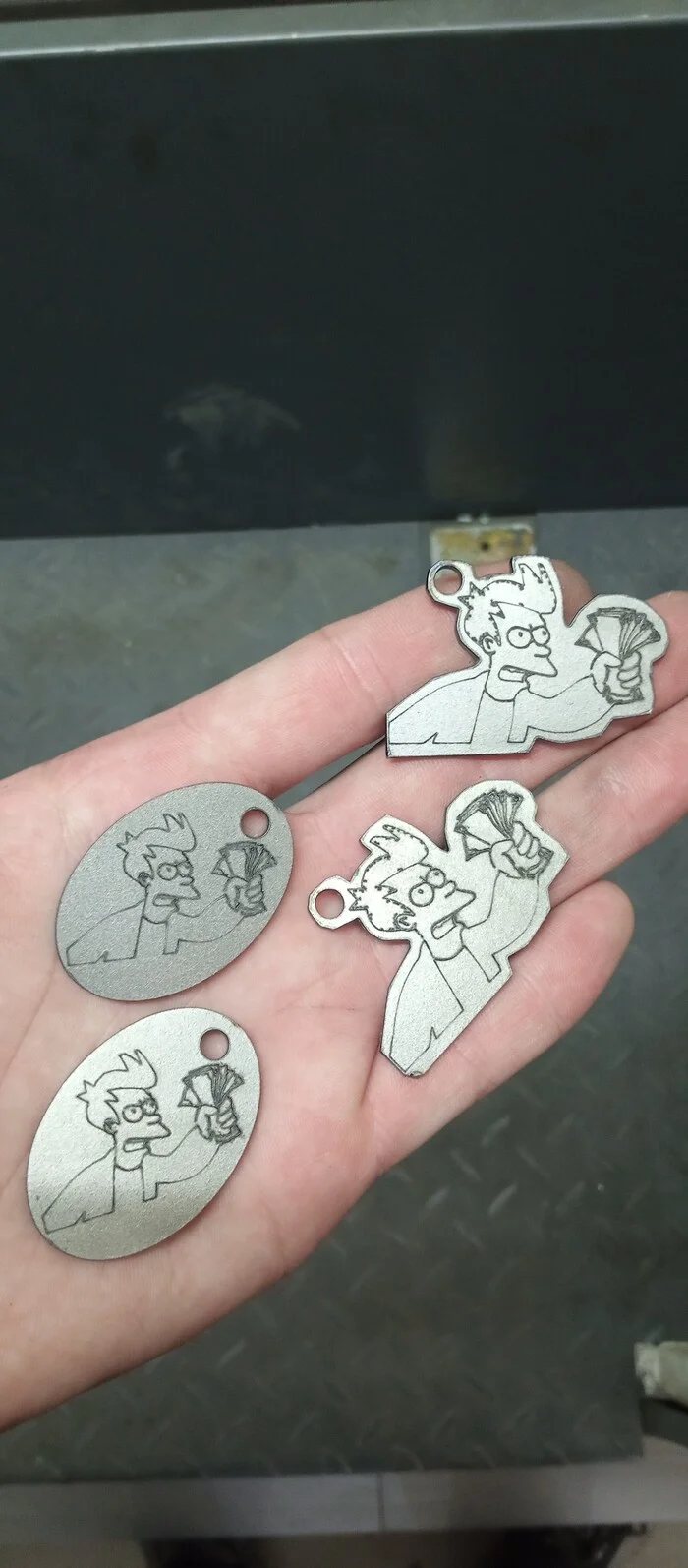 Shut up and take my money! - My, Laser cutting, Engraving, Memes, Shut up and take my money, Futurama, Keychain, Longpost